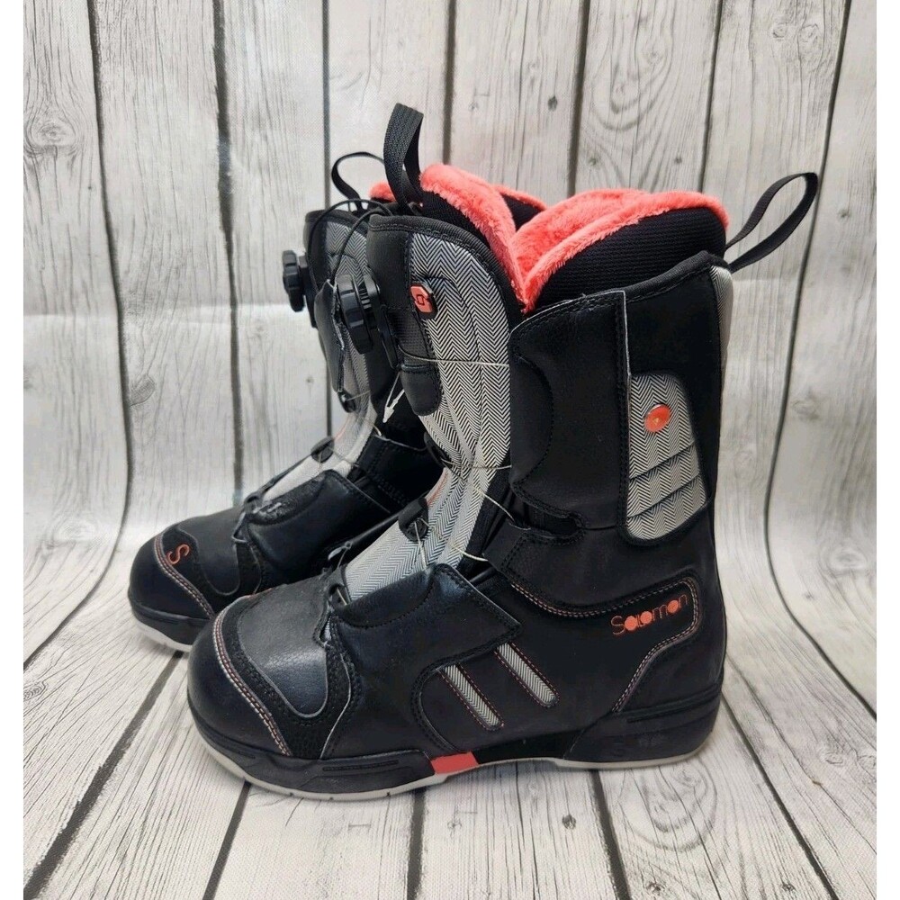 Salomon Ivy BOA Womens 8 Black Pink Coral Snowboard Boots Heat Mouldable
